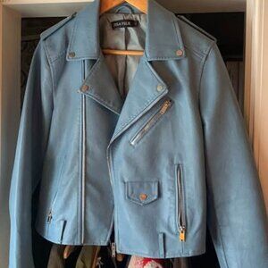 Baby blue PU Leather jacket by Zola FSLR